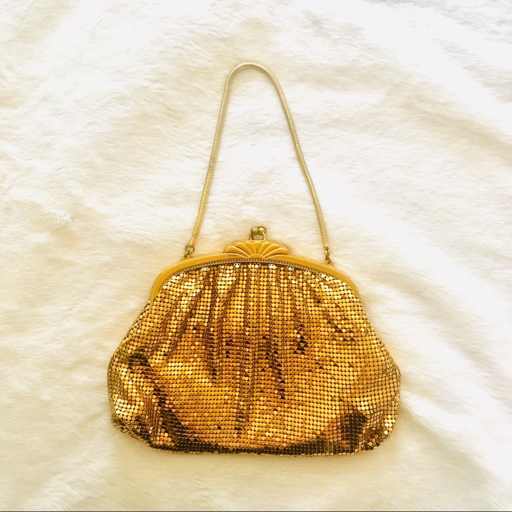 Whiting & Davis Gold Mesh Handbag Vintage Clutch